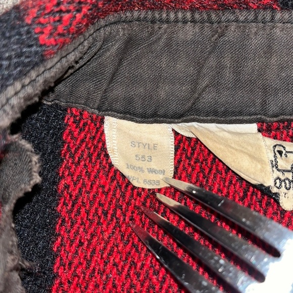 Vintage Woolrich Mens Wool Flannel Button Shirt Jacket Red Black Buffalo Plaid - Picture 4 of 6